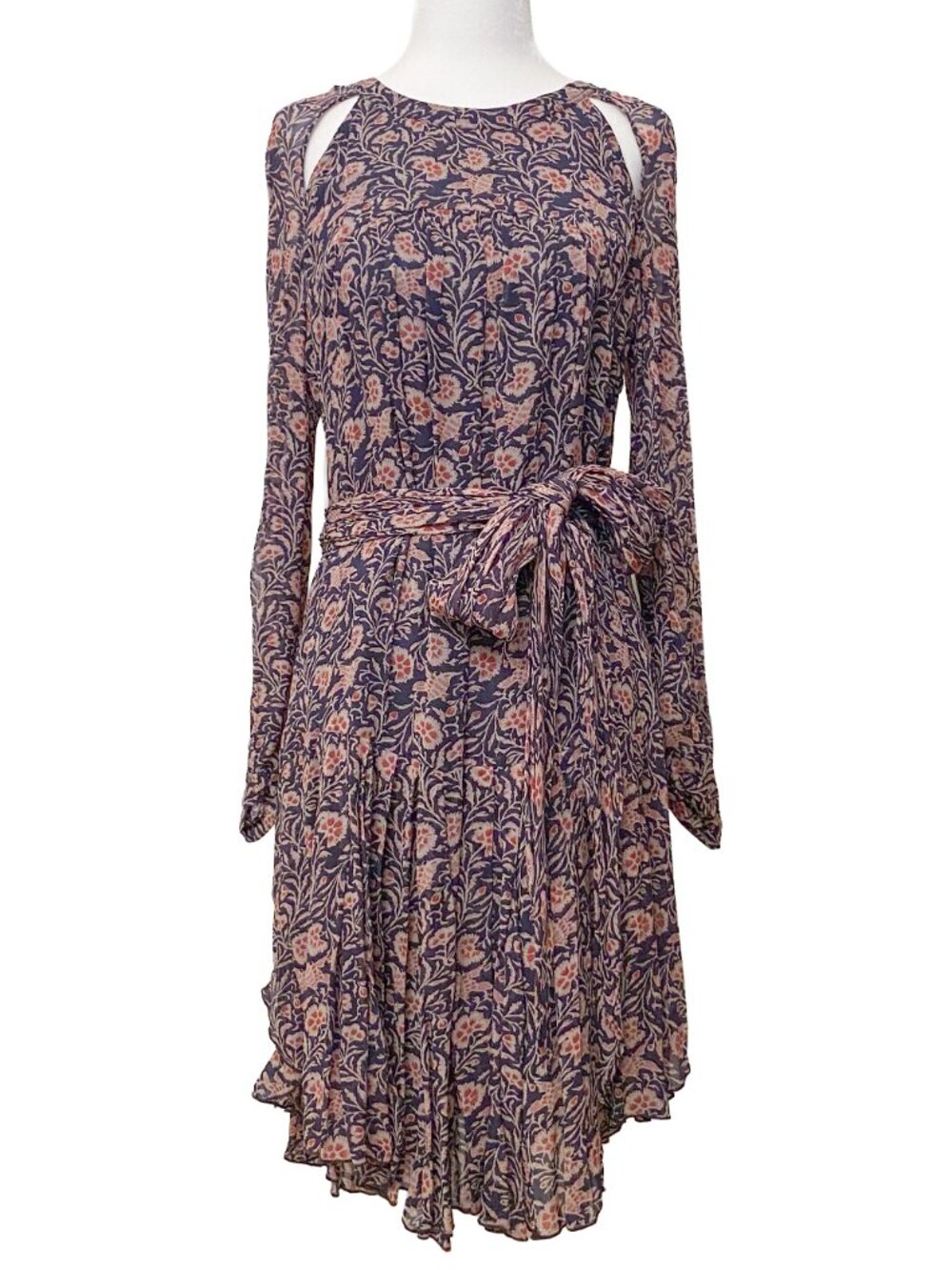 ISABEL MARANT ETOILE Midi Floral Dress Sz 6 38 Cut-Out Shoulders Western Paisley